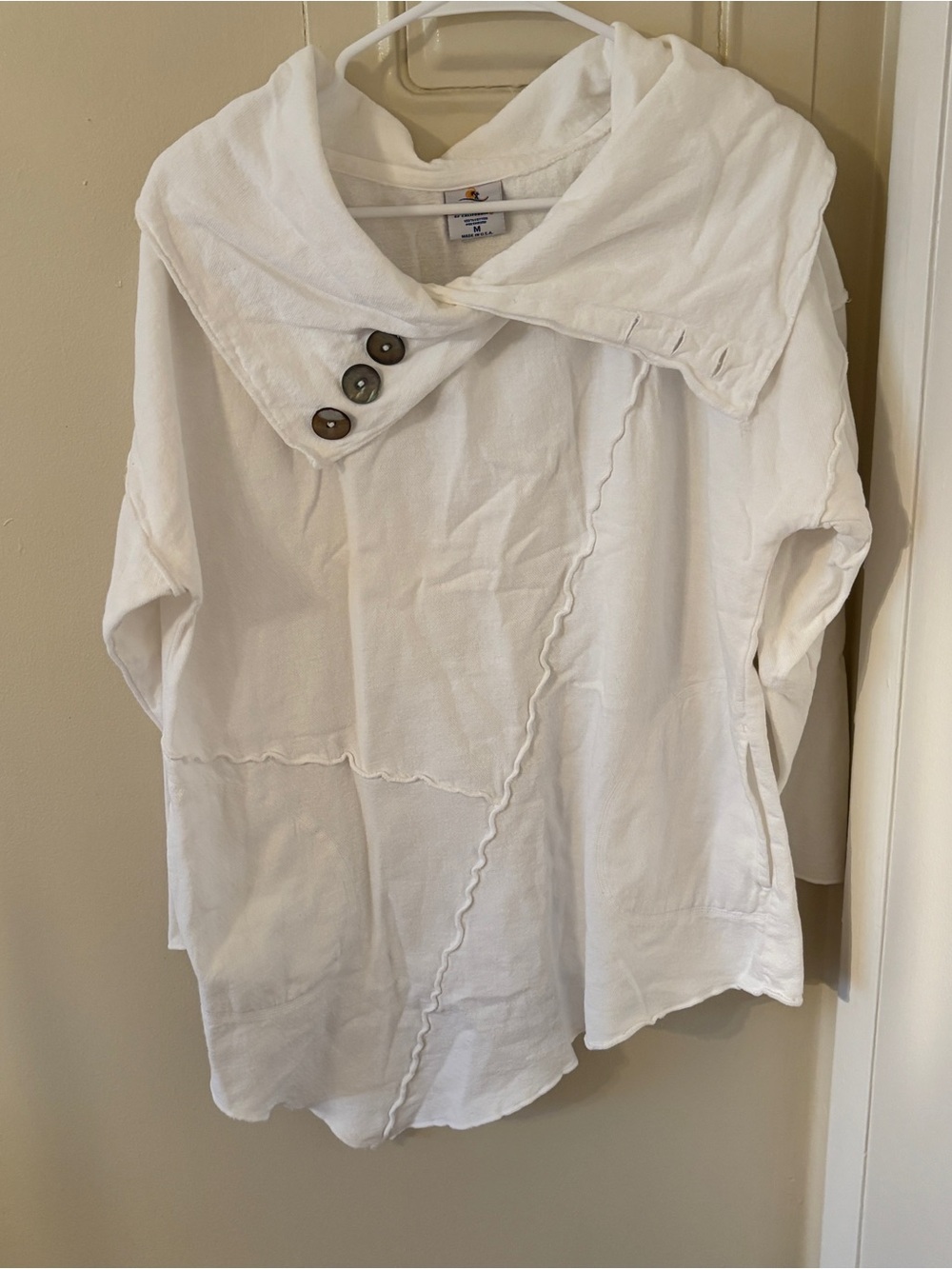 White Oversized Button Collar Tunic